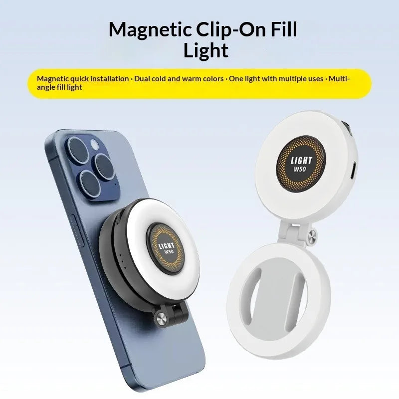Mobile Phone Tablet Magnetic Fill Light, Portable Handheld Lighting for Horizontal and Vertical Shooting, Adjustable St