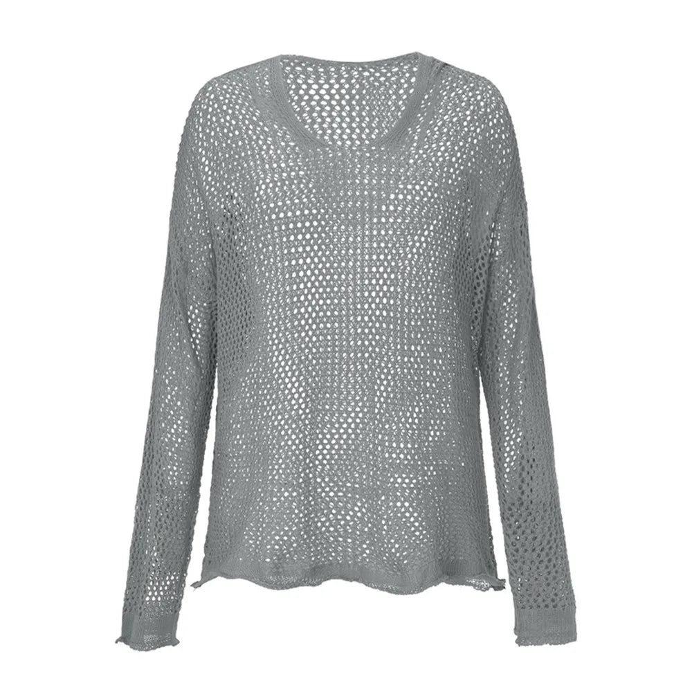 BKLD Loose T-Shirts Fashion Hooded Long Sleeve Tops Cover-Ups Clothes For Women Knitted Casual Top Tees Streetwear Solid Color