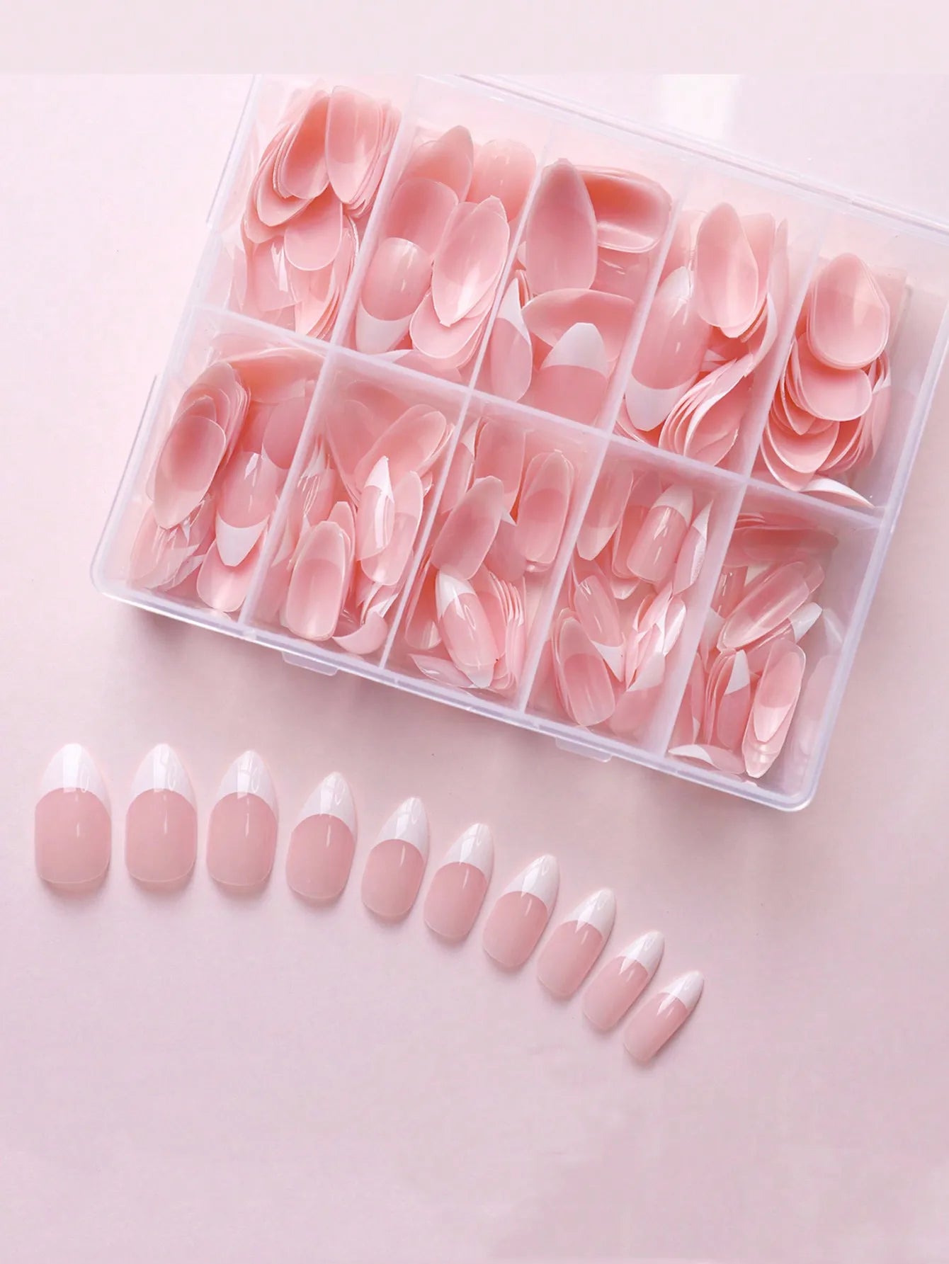 360/150Pcs Full Cover Press On Nails Short Stiletto Almond French False Nails White Edge Wearable Fake Nail Tips Extensions