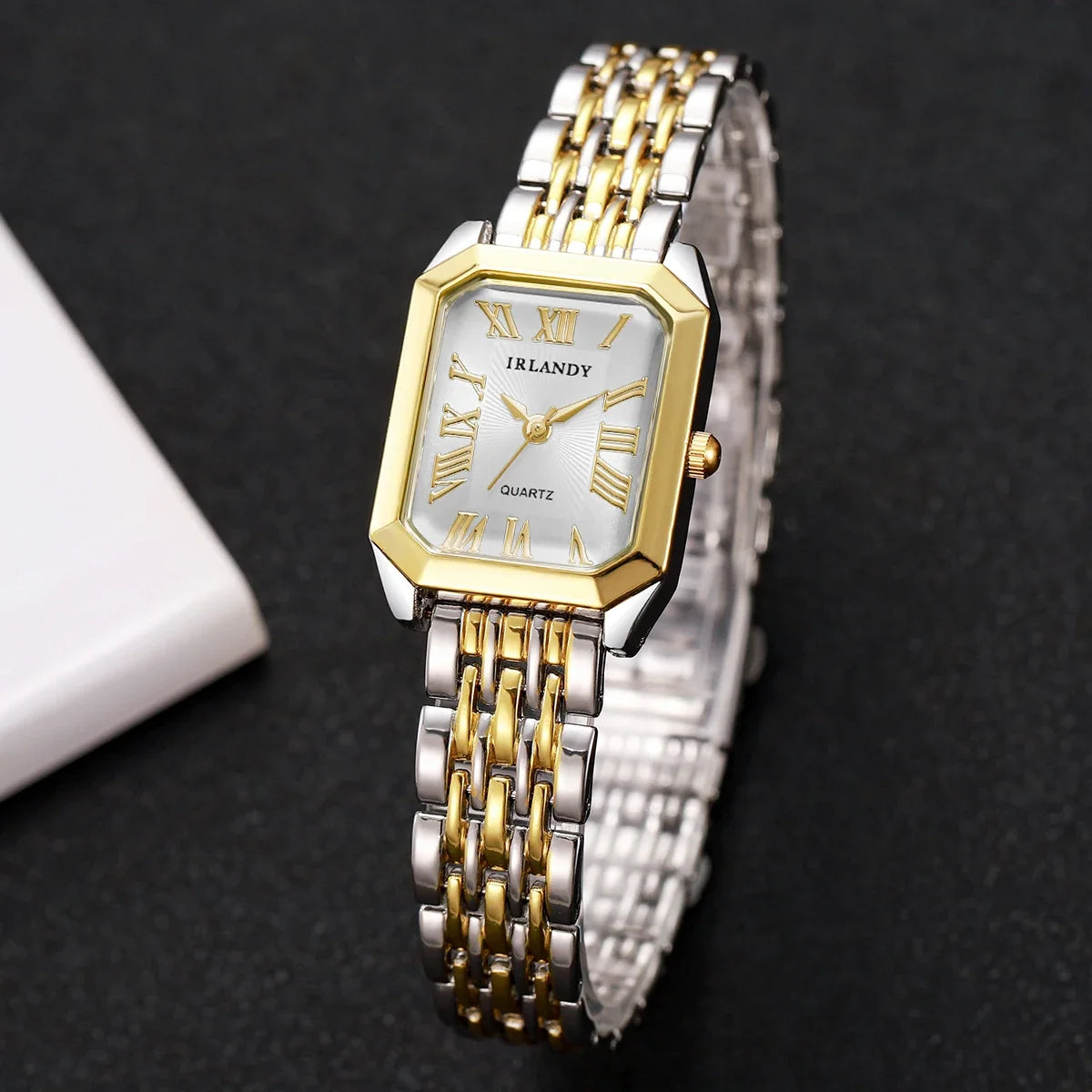 4PCS Elegant Rectangle Women Quartz Watch Bracelets Set Fashion Metal Girls Bracelet Wristwatches Relogio Feminino（Without Box）