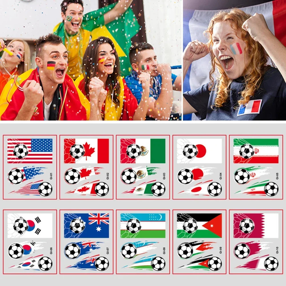 Soccer Fan National Flag Face Tattoo Stickers - ملصقات وشم مؤقتة بأعلام الدول لمشجعي كرة القدم