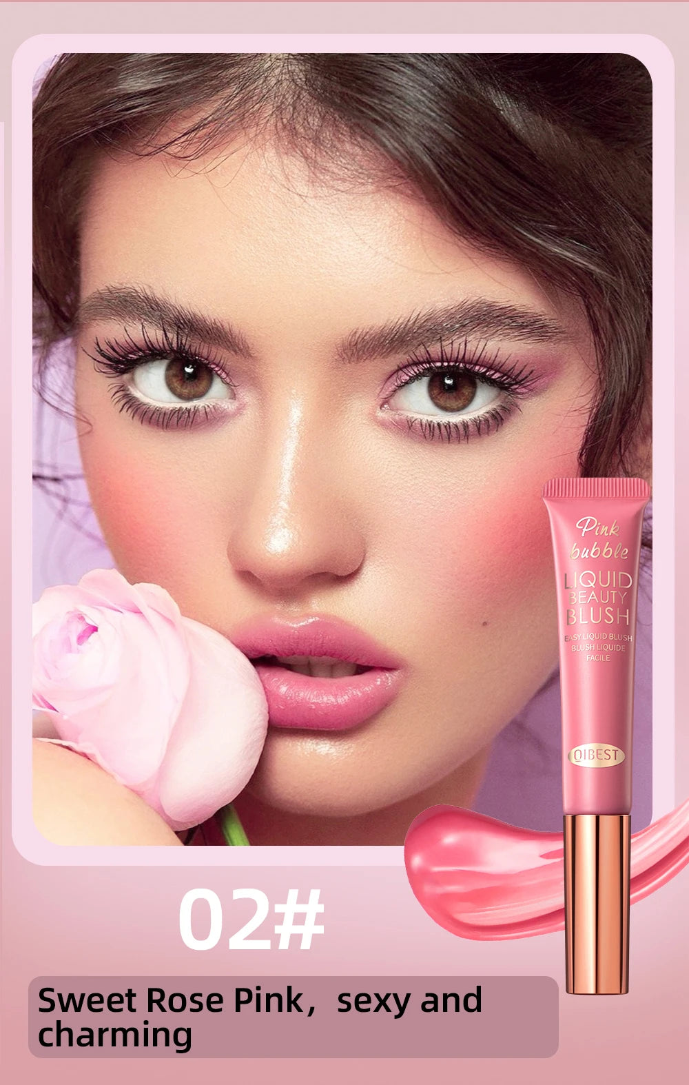 QIBEST Liquid Contour With Cushion Applicator Highlight Shimmer Natural Soft Moisturizing Cream Liquid Blush For Cheek Cosmetics