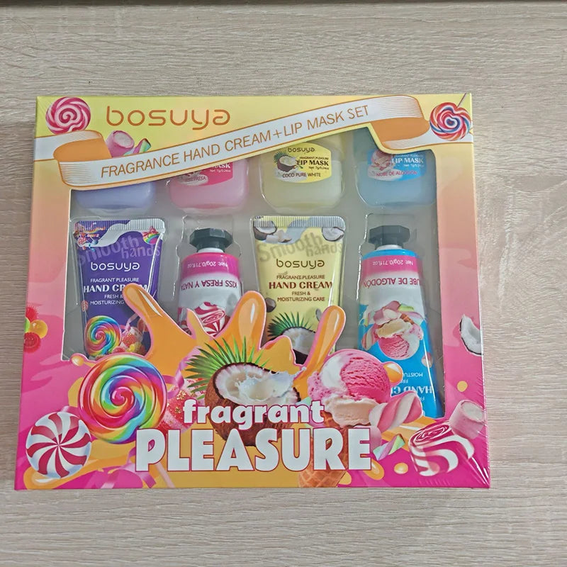 Hand Cream Lipstick Gift Box Coconut Candy Ice Cream Lasting Flavored Hand Cream Moisturizing And Hydrating Hand And Lip Care