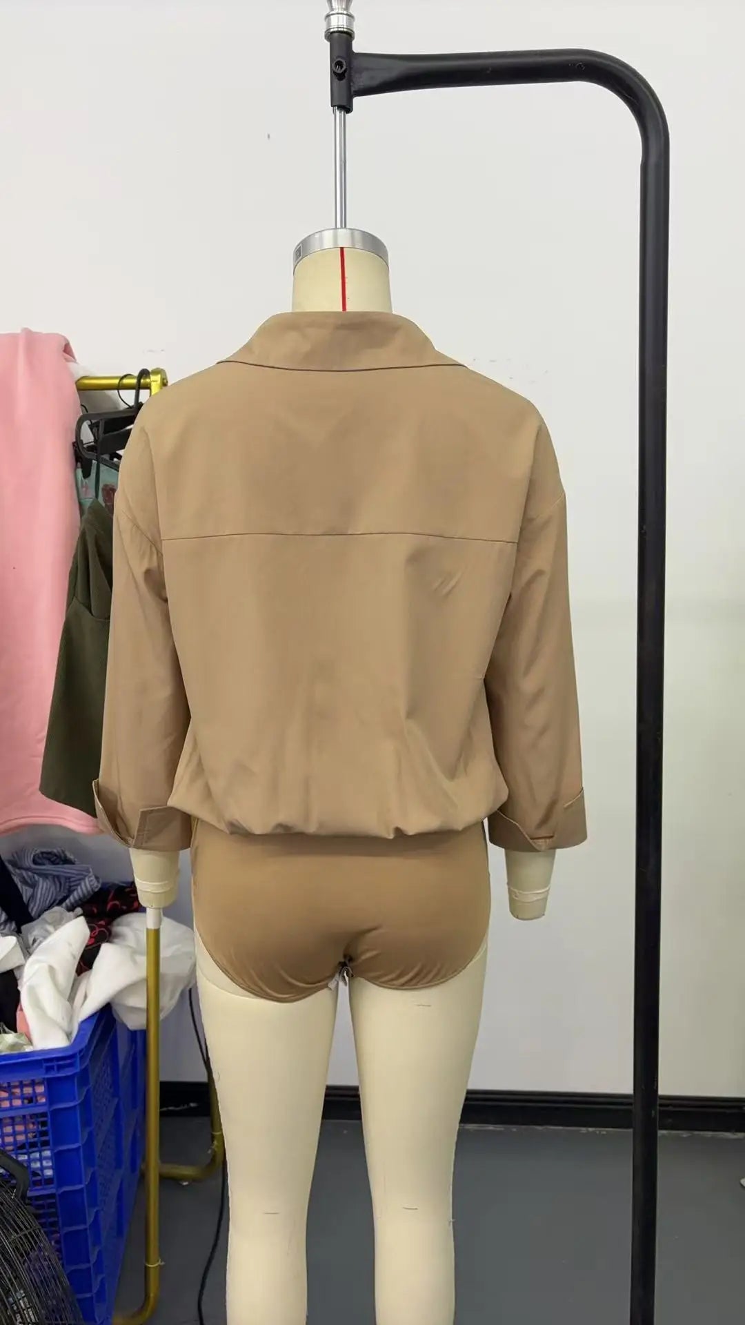 Women Shirt Bodysuit Oversized Boyfriend Half Sleeve Blouse Deep V Collar Bodysuit Shirts Elegant Office Lady Jumpsuit Top