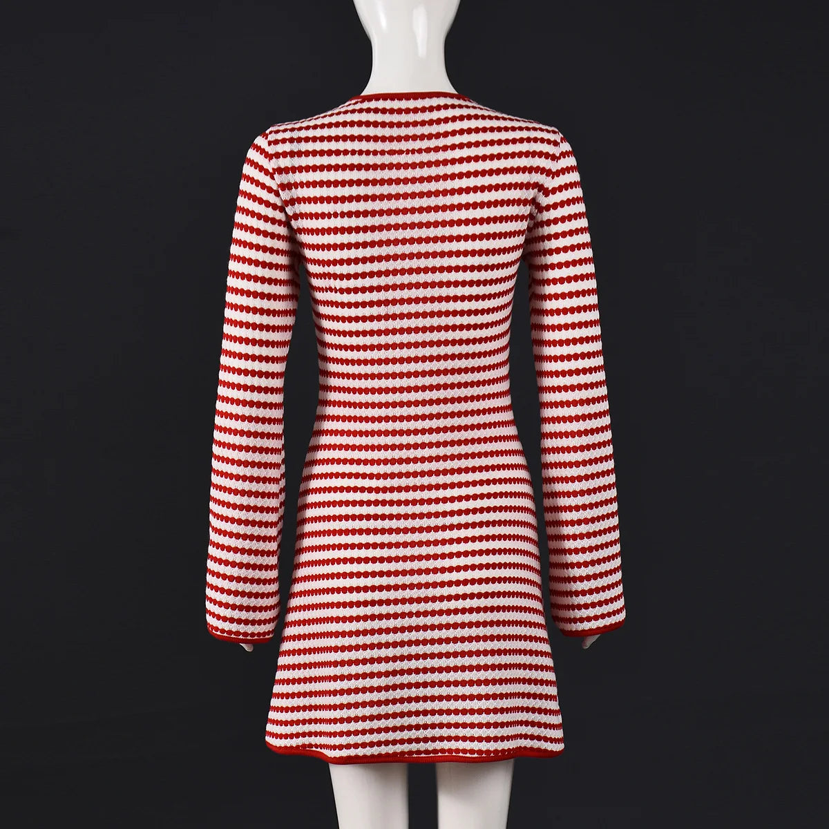 BKLD 2026 New Autumn Clothes Slim Fit Round Neck Long Sleeve Striped Dress For Women Sexy Club Outfits Red Party Dresses