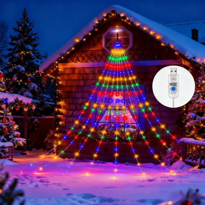 USB Waterfall Decorative Light String, 8 Modes of Lighting,Suitable for Gardens, Wedding, Halloween, Christmas Decoration Gift
