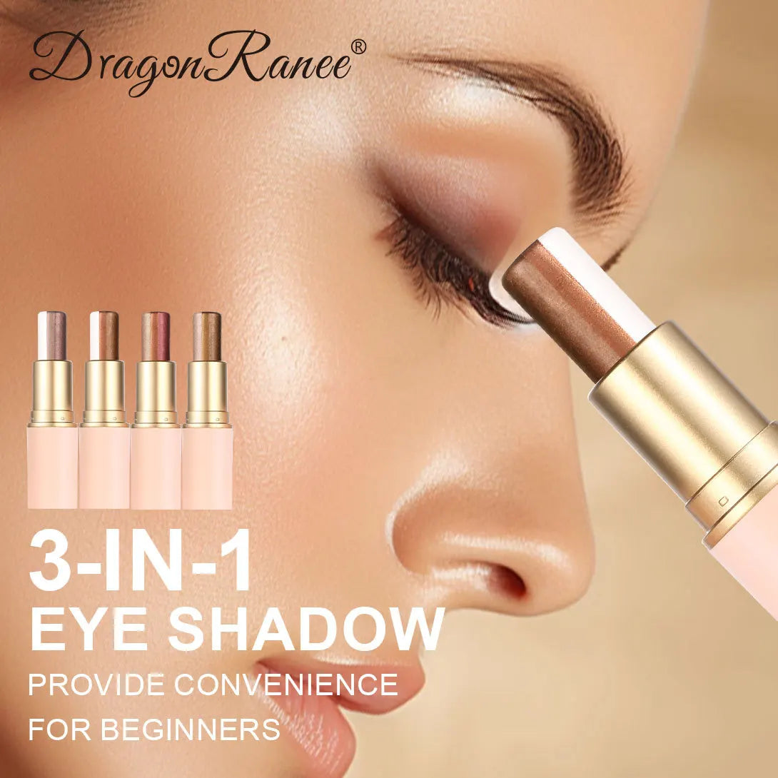 Three-color Eyeshadow Pen Highlighting Stick Waterproof Easy-to-Use Glitter Pearl Eyeshadow Stick Shimmer One-Swipe Eyes Makeup