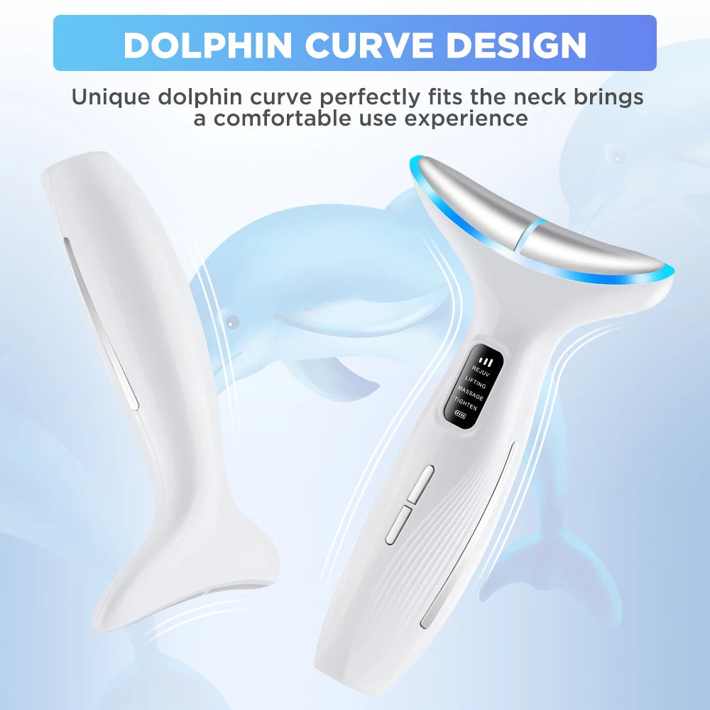 3 Color LED Face Neck Massager Beauty Device 3 Modes 3 Levels Home Use Vibration Lifting Anti Aging Improve Neck Lines Skin Care