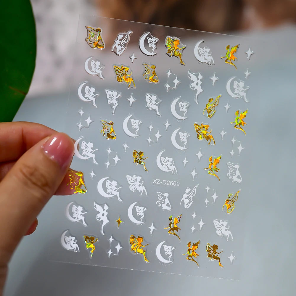 1Pc 3D Red Love Heart Nail Art Stickers Rose Flower Lip Self Adhesive Decals Valentine' Day Nail Sliders For Manicure Decoration