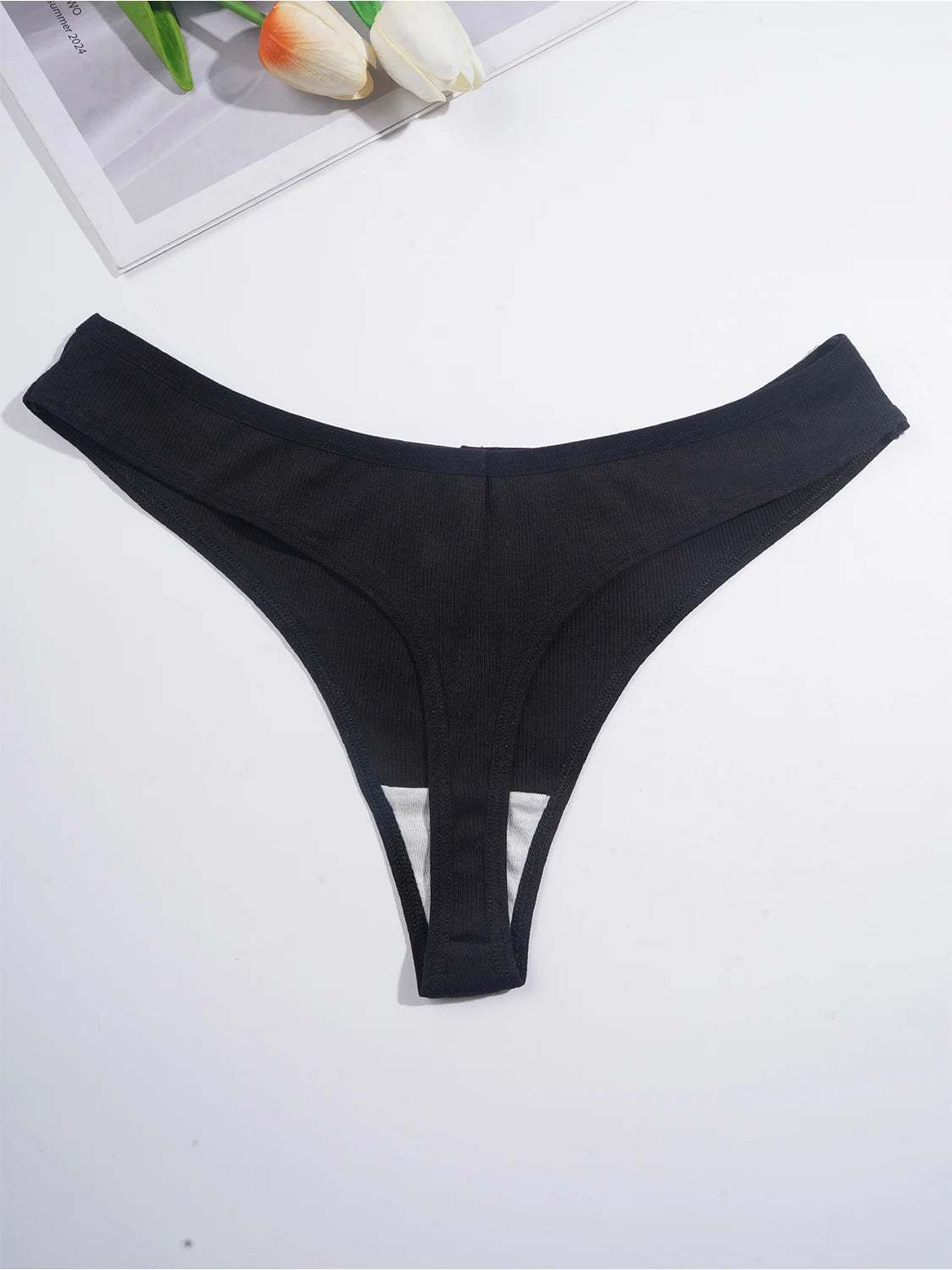 7PCS Cotton Women's Panties G-String Low Waist Solid Color Thongs Soft Breathable Underwear Sexy Intimates Lingerie tangas mujer