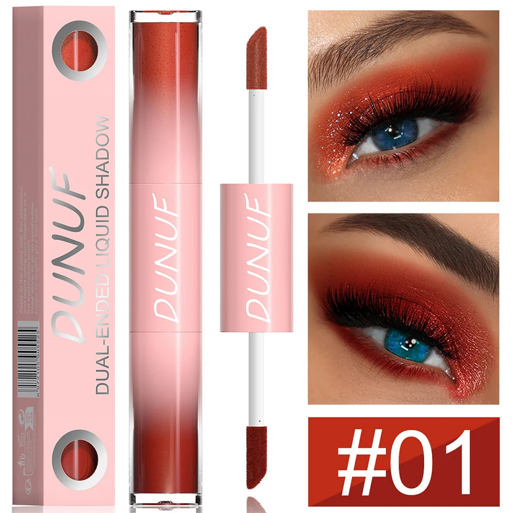 Double-head Punk Metallic Liquid Eyeshadow Stick Dark Glitter Matte Sequins Bicolor Shimmer Eyes Makeup Cream Pencil Waterproof
