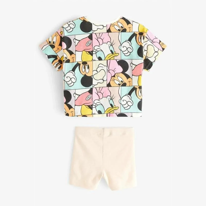 Disney Cartoon Printed Girls Clothes Short Sleeve Tracksuit Summer Clothing