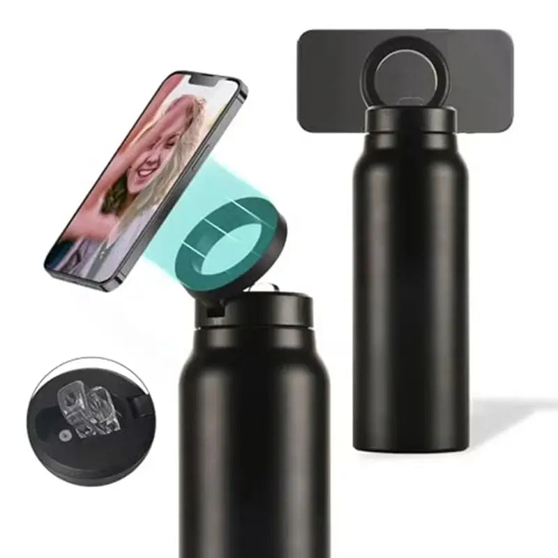 A79I Insulated Water Bottle Compatible Water Bottle With Phone Holder,Stainless Steel Water Bottle With Phone Tripod