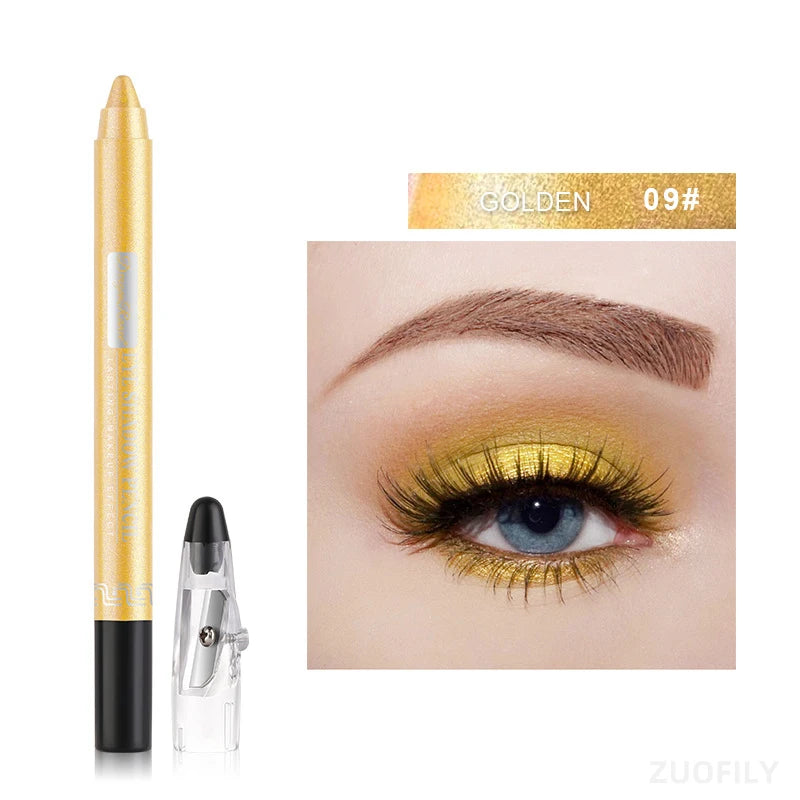 12 Color Highlighter Eyeshadow Pencil Waterproof Glitter Matte Nude Eye Shadow Makeup Pigment Cosmetics Blue White Eyeliner Pen
