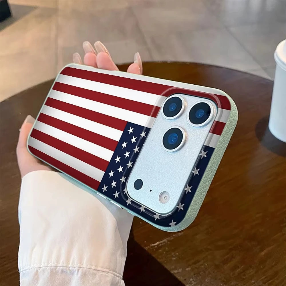 American Flag iPhone Case – Lychee Texture Soft Cover