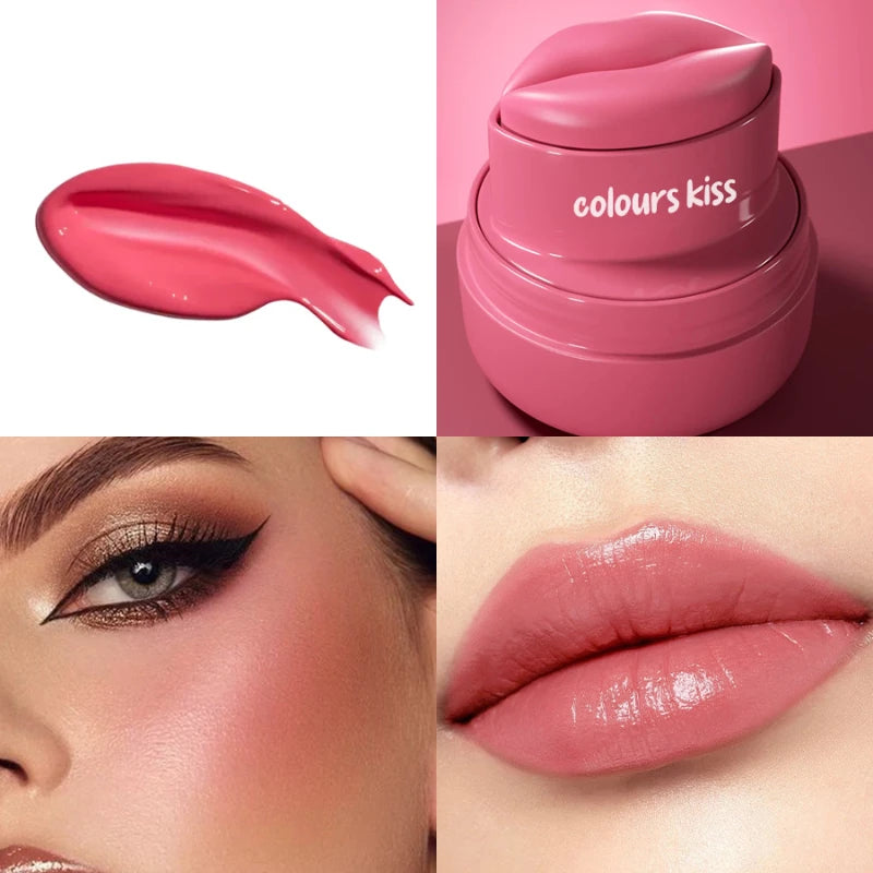 Lip And Cheek 2-in-1 Balm, Round Jar High Gloss Moisturizing Lip Gloss Long-lasting Moisturizing Multicolor Cheek Cream