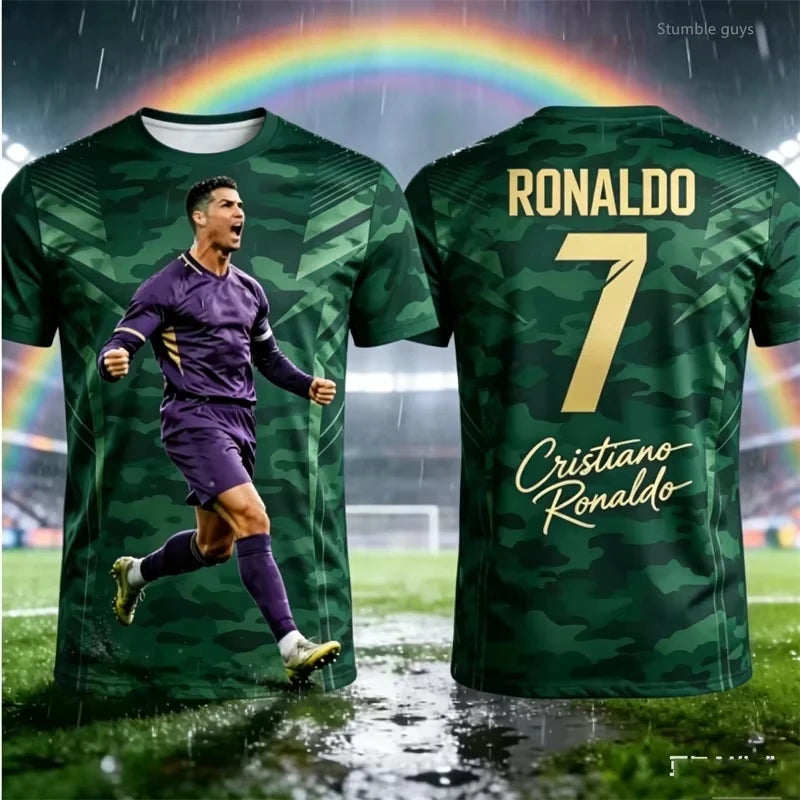 Summer Men s Short Sleeve Soccer Jersey Ronaldo 7 T Shirt Family Style Casual for Adults Kids Sportswear for Sports Fitness