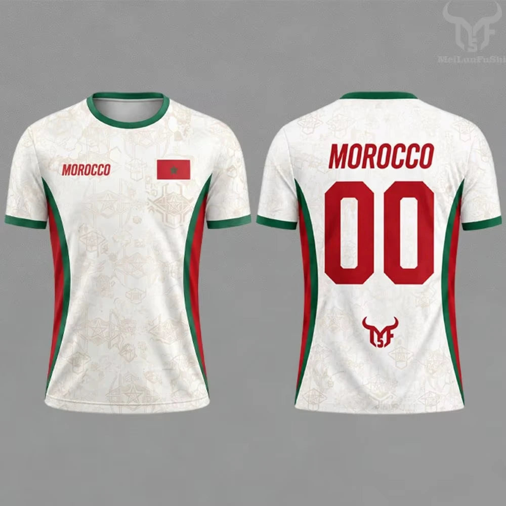 2026 Morocco Flag Print Jersey 3D Printed Breathable Quick Dry Family Style for Kids Adults Fashion Streetwear Sports Fitness