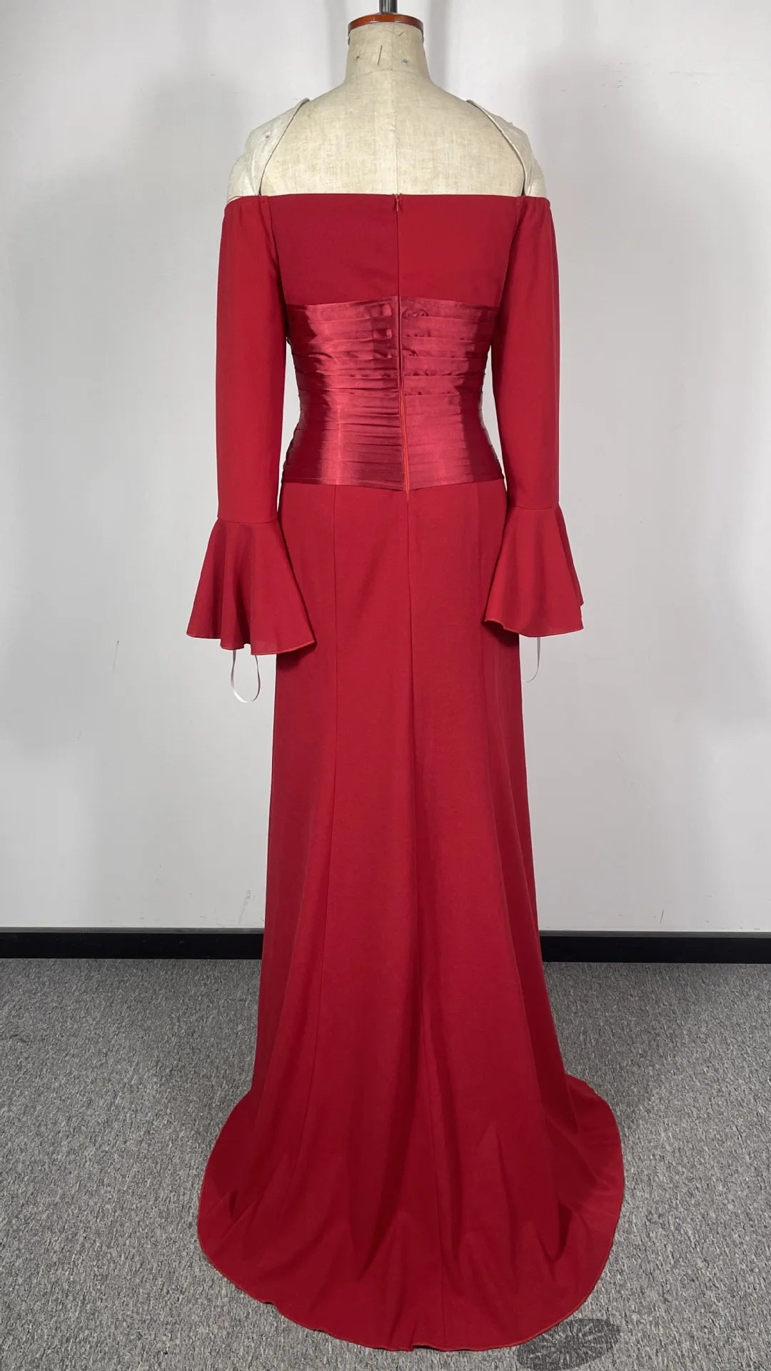 BKLD Red Dress 2026 Spring Women Clothing Sexy Off The Shoulder Flare Sleeve Fashion Splicing Folded Evening Dress Party