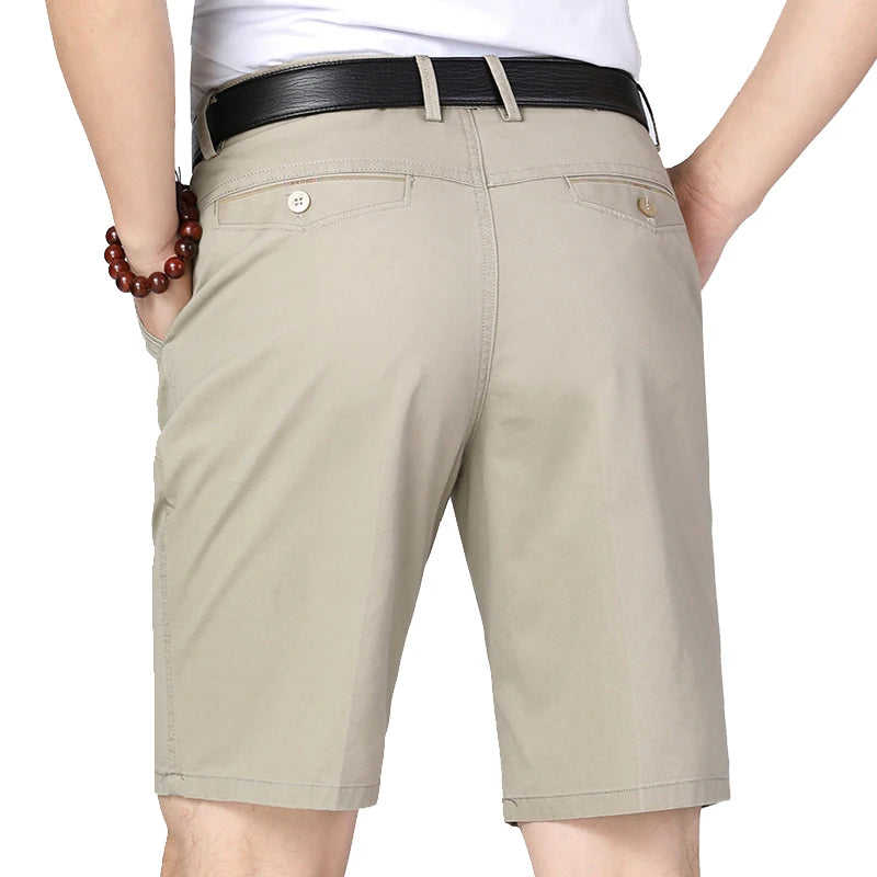 Classic Cotton Board Shorts Knee Length Comfortable Bermuda Shorts Outdoor Beach Shorts Black Khaki