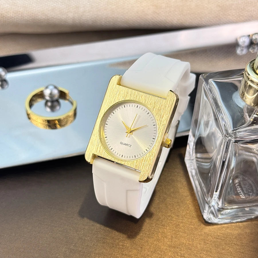 New Square Dopamine Color Women’s Watch – Silicone Strap