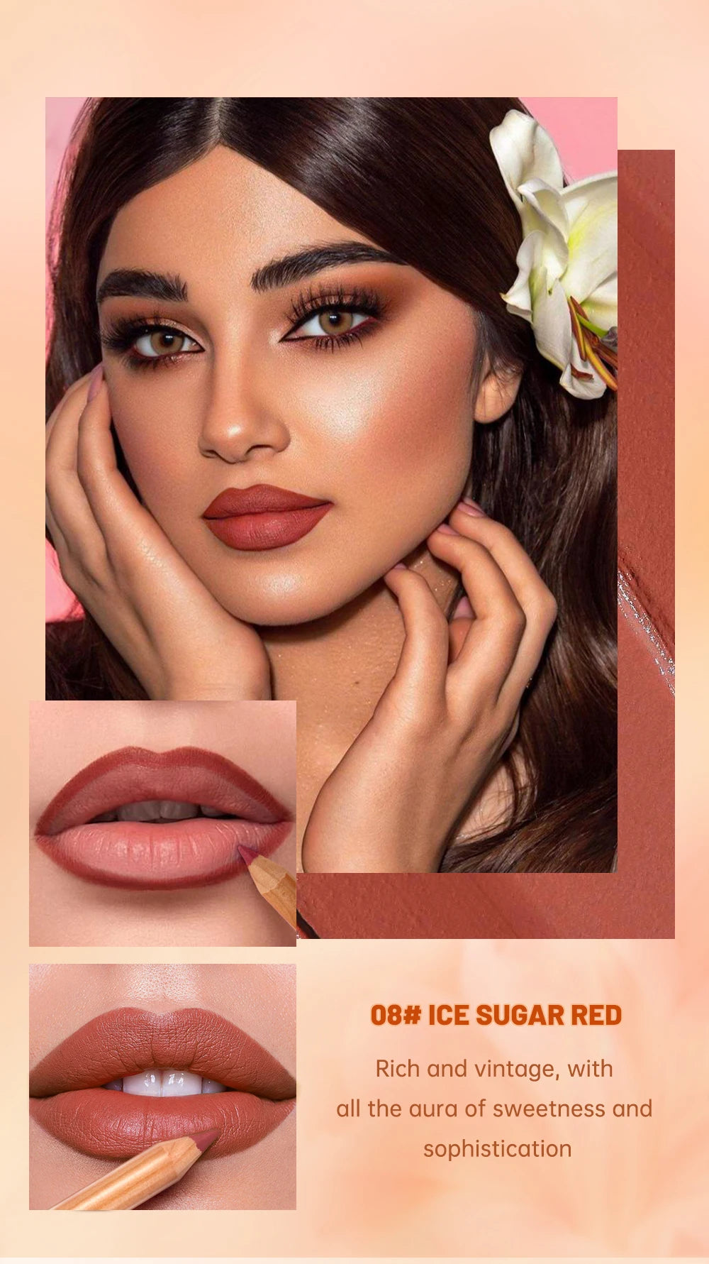 QIBEST Lip Liner Pencil Contour Matte Lipstick Pens Smudge Proof Silky Lipliner Not Easy Fade Outline Sculpt Lipliner Makeup Set