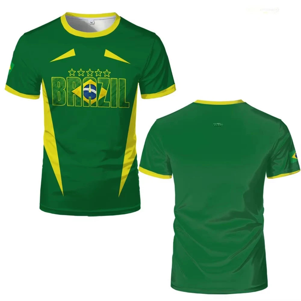 2026 Men s Summer Soccer Jersey Featuring Brazil Flag Pattern Breathable Quick Dry Family Style for Kids Adults Outdoor Training
