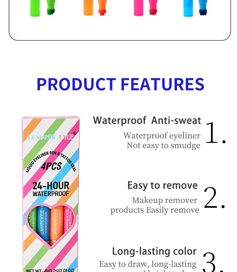 Double-Ended Stamp Eyeliner Non-Smudge Eyeliner Liquid Pen QuickDrying Waterproof Long-Lasting Sweat-Proof Eyeliner Stamp Makeup
