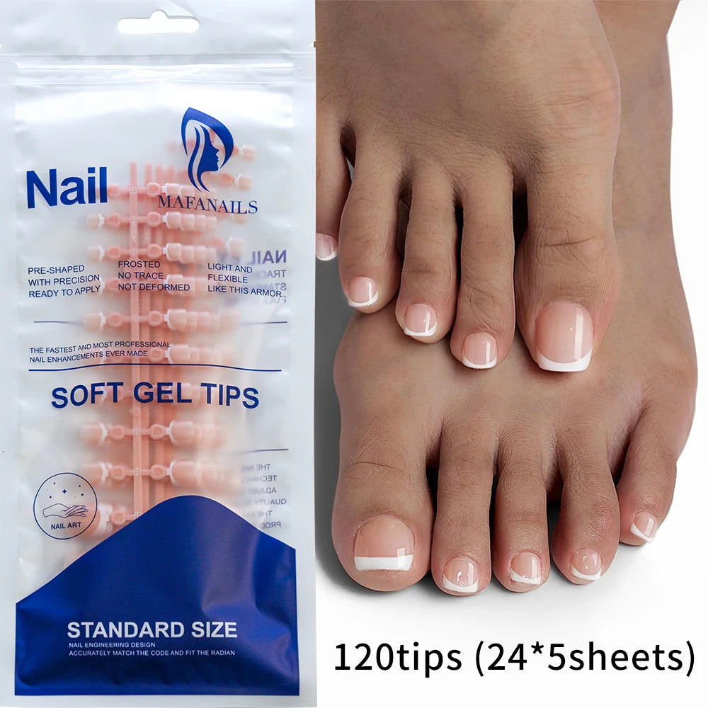 100Pcs White Clear Short Square Fake Toenail Tips Pink Red False Toe Nails Acrylic Full Cover Artificial Press on Toenails