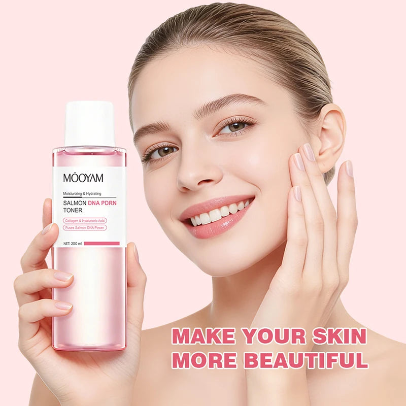 Salmon Pink PDRN Skincare Set Firming Soothing Massage Eye Cream Glow Moisturizing Toner Oil Control Cleansing Gel Facial Wash