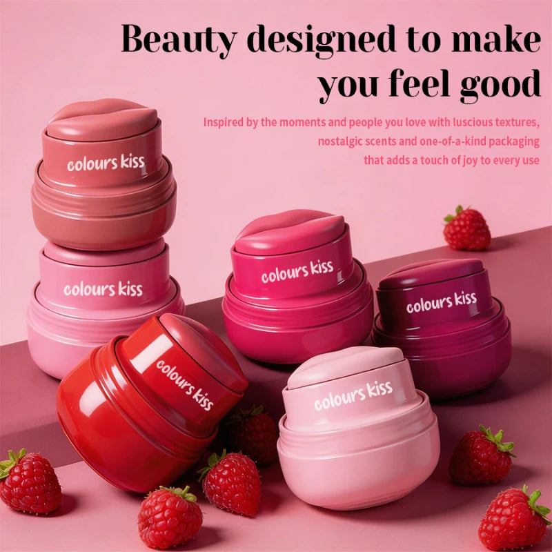 Lip And Cheek 2-in-1 Balm, Round Jar High Gloss Moisturizing Lip Gloss Long-lasting Moisturizing Multicolor Cheek Cream