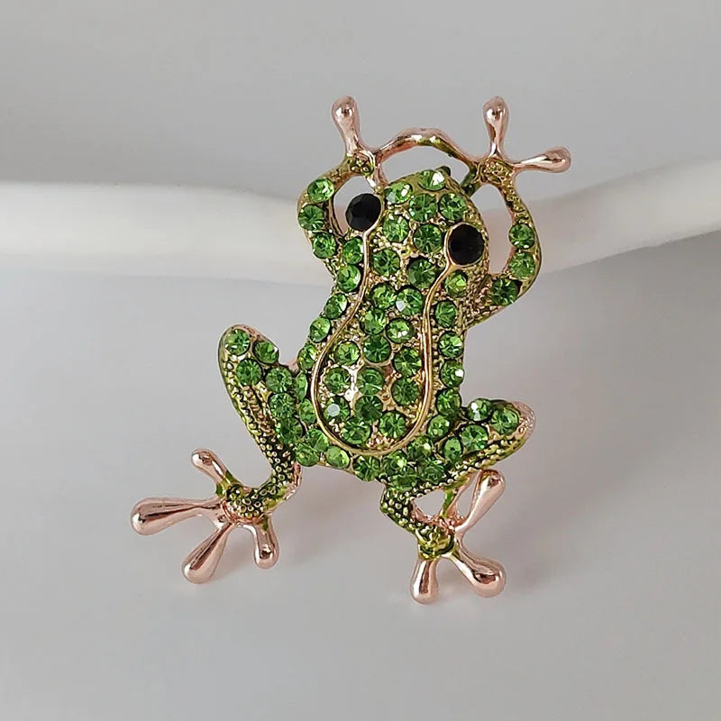 ZAKOL Luxury Green Crystal Frog Brooch Animal Brooches Pins For Women Dress Coat Accessories Jewelry Gift
