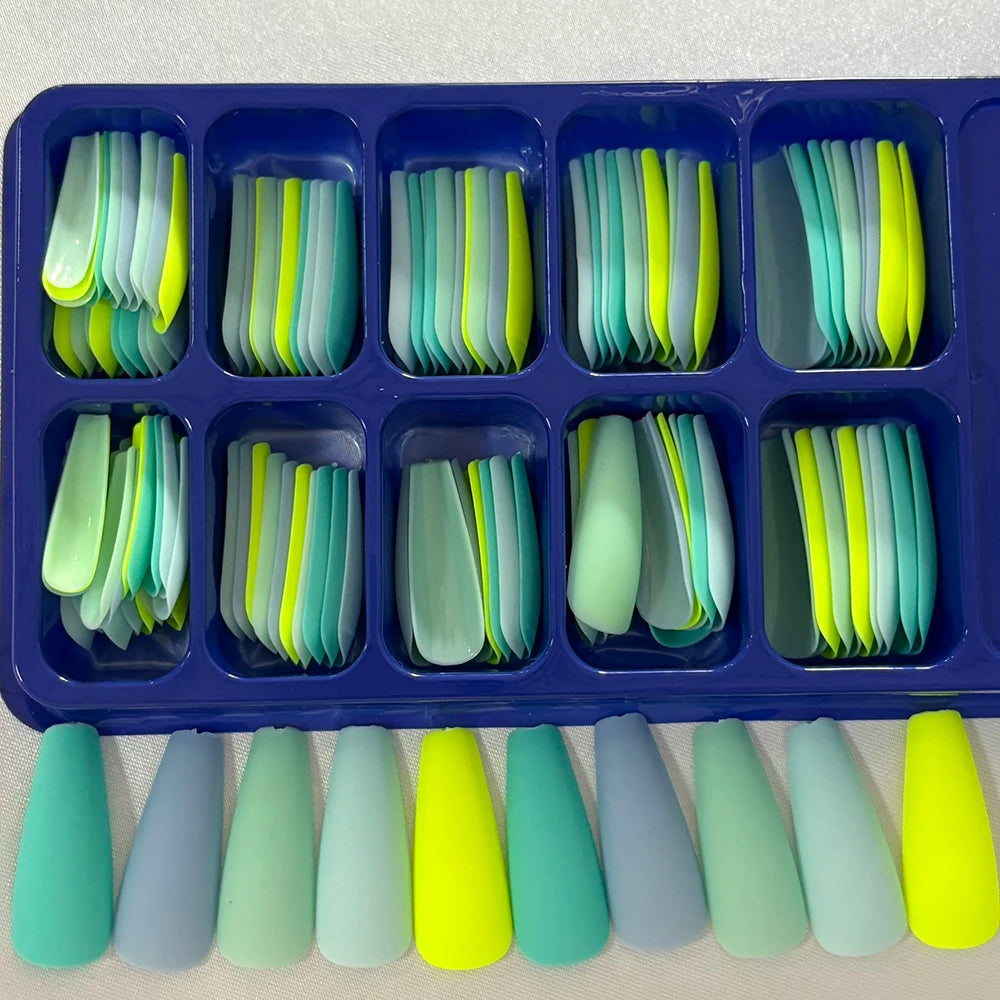 120Pcs Long Coffin False Nails Mixed Color Press On Nails Acrylic Manicure Extension Artificial Square Full Cover Fake Nail Tips