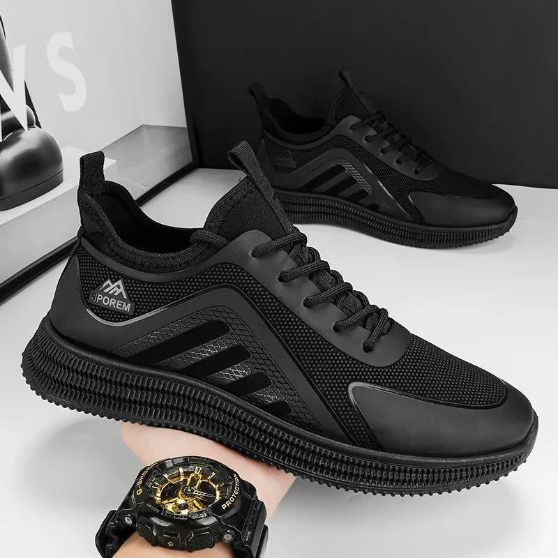 DUTRIEUX Men’s Casual Sneakers – PU Lace-Up Rubber Sole Shoes (C101-AB02)