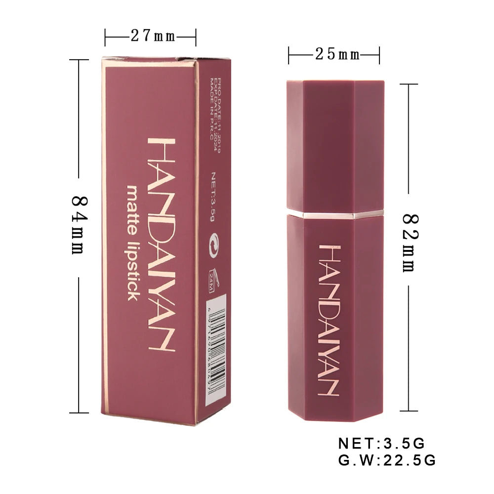 HANDAIYAN Moisturizing Long-Lasting Matte Lipstick 6-Color Non-Stick Cup Show Temperament Sexy Nude Makeup Lipsticks Cosmetics