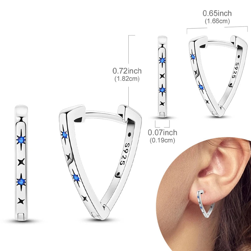 925 Sterling Silver Hoop Earrings with Zircon