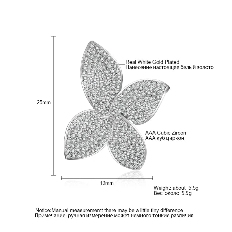 ZAKOL High Quality Luxury Flower Leaf Shaped Earrings for Women Gorgeous Micro Paved Bling Cubic Zirconia Bridal Wedding Jewelry