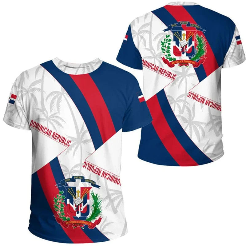 DOMINICAN REPUBLIC Flag 3D Print Sports Quick-dry Breathable Men T-shirt Outdoor Football Jersey Team Short-sleeve Top Clothing