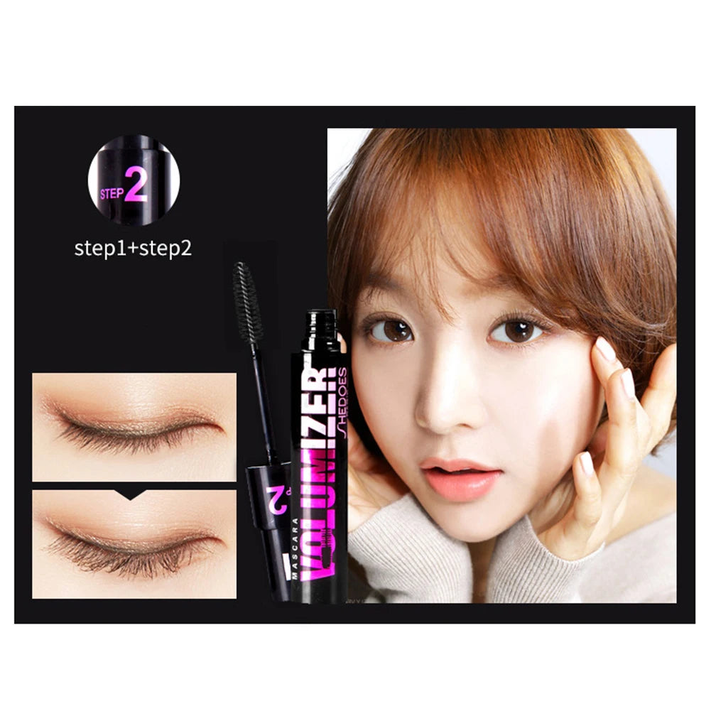 2 in 1 Curling Mascara Eye Cosmetics Waterproof Long Lasting Not Blooming Black Natural Thick Curling Lengthening Mascara Makeup