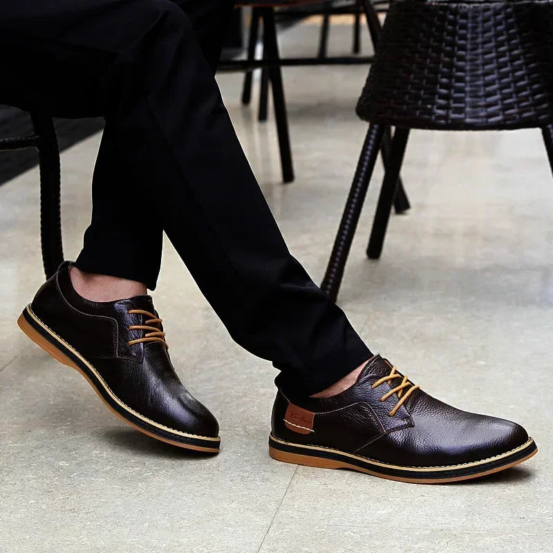 Men’s Genuine Leather Oxford Shoes – Casual Lace-Up Cow Leather (Zapatos Hombre)
