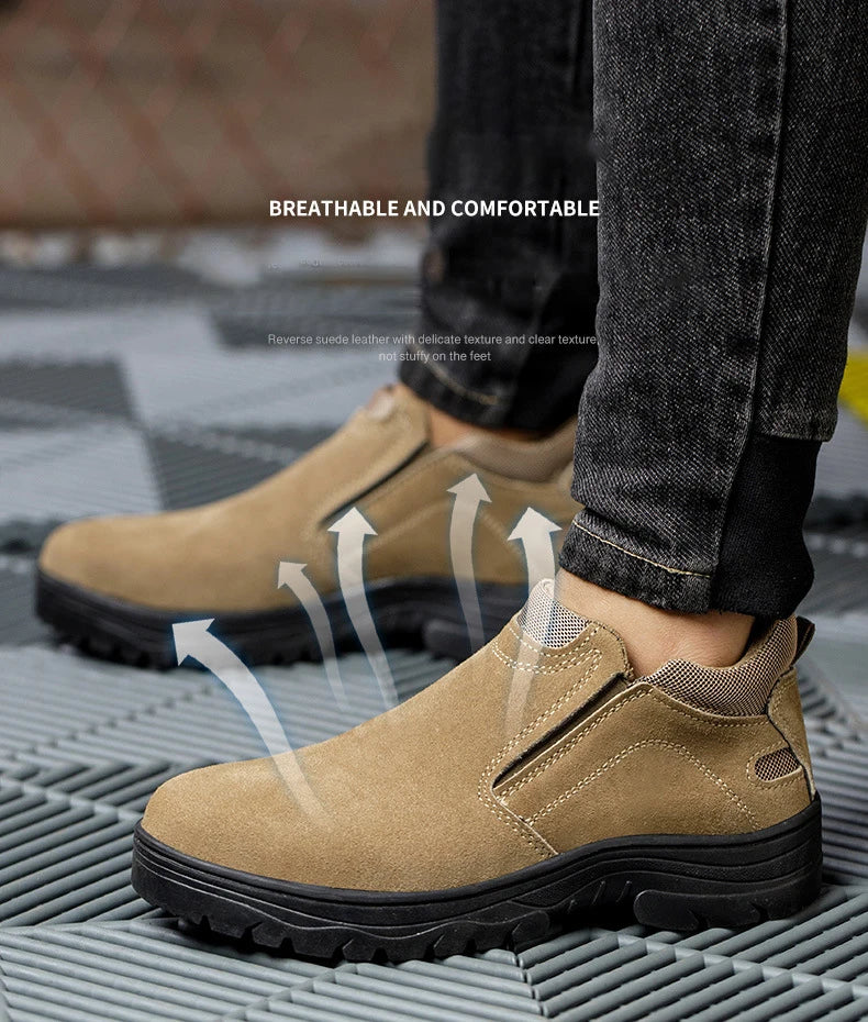 NYWOOH Men Anti Puncture Work Sneakers Breathable Safety Boots Male Soft Sole Wear Resistant Shoes Non-slip Protective Footwear