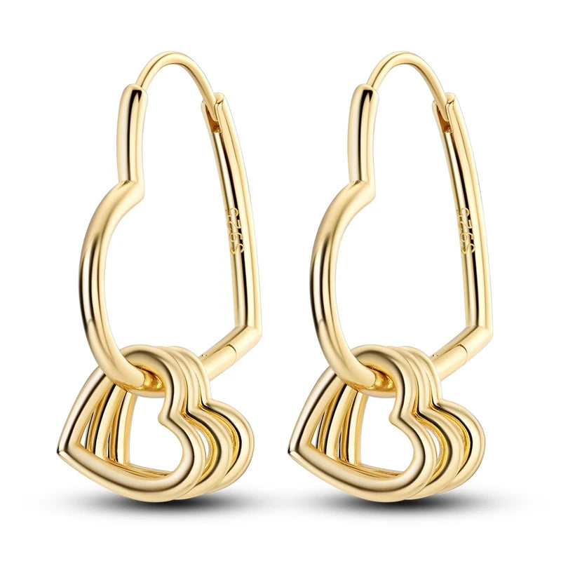 925 Silver Hoop Earring For Woman Rose Gold Yellow Pendientes Original Minimalist Earring Jewelry