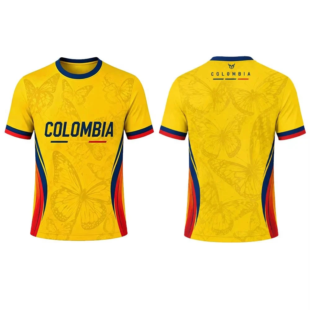Colombia Flag 3D Printed T Shirt Family Style for Adults Kids Outdoor Casual Breathable Short Sleeve Top for Sports Fitness