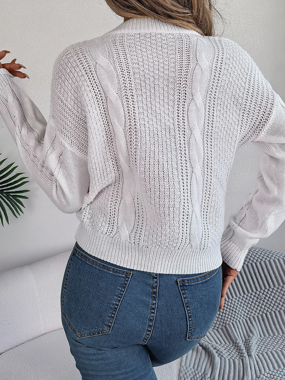 Women's Solid Color Round Neck Buttons Knitted Sweater 2026 Autumn Winter Casual Long Sleeve Pullover White Grey Green Woman Top