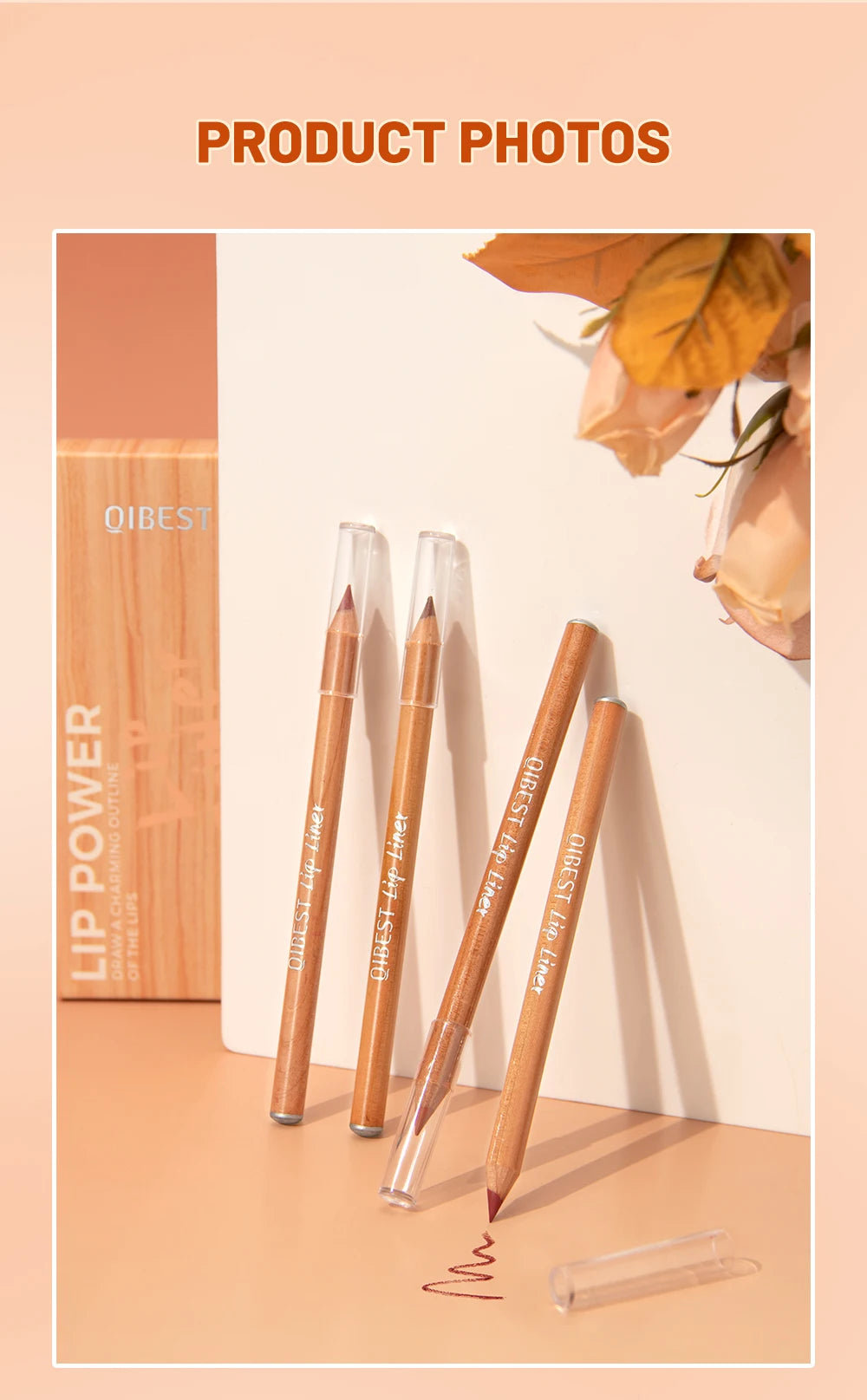 QIBEST Lip Liner Pencil Contour Matte Lipstick Pens Smudge Proof Silky Lipliner Not Easy Fade Outline Sculpt Lipliner Makeup Set