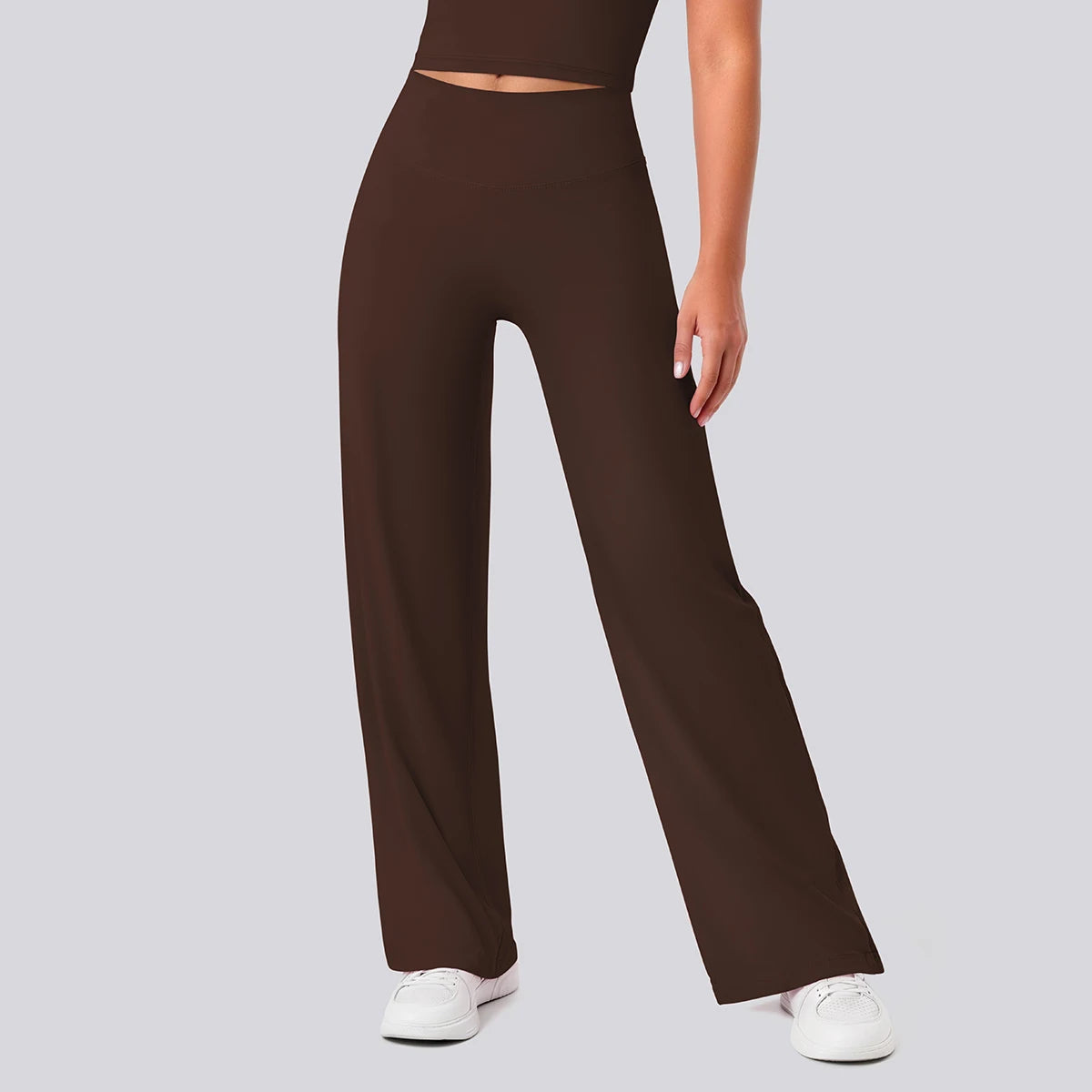 Rooftrellen Women's Sports Pants Bell-bottoms High Waisted Gym Loose Wide Leg Pants Solid Color Thin Fitness Sports Female Pants