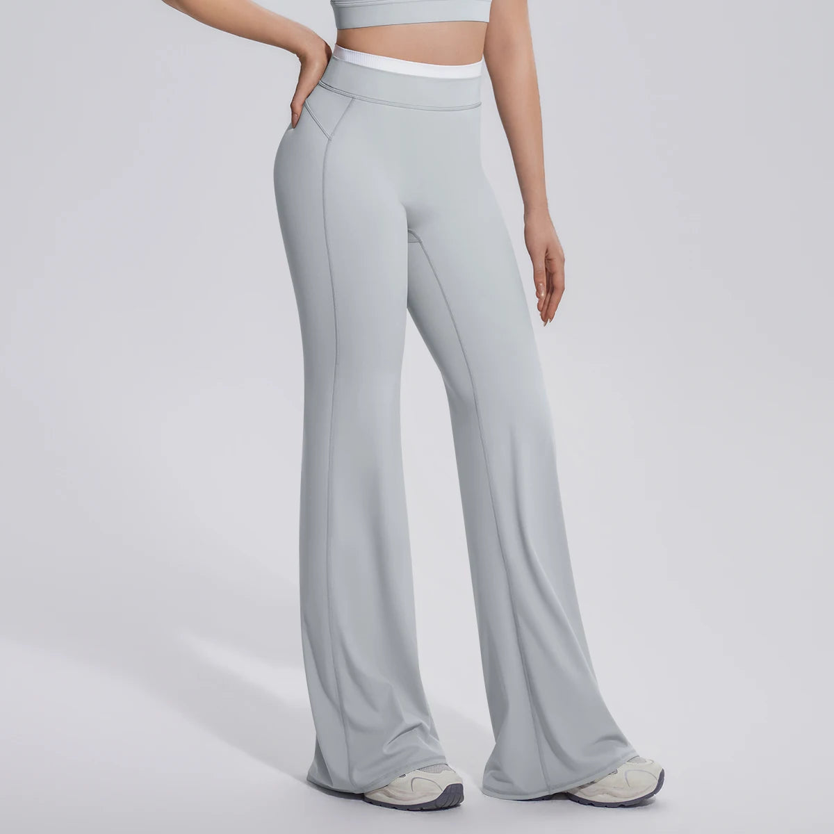 Rooftrellen Summer Woman Loose Breathable Yoga Wide Leg Pants Gym Running Quick Drying Yoga Pants High Stretch Bell-bottoms