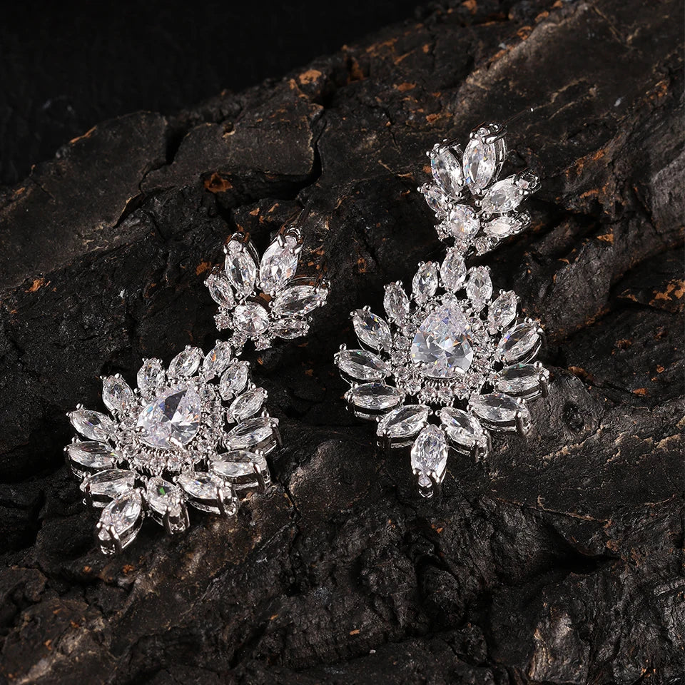 ZAKOL Clearance AAA Cubic Zirconia Wedding Bridal Dangle Earrings for Women Shiny Zircon Luxury Party Jewelry