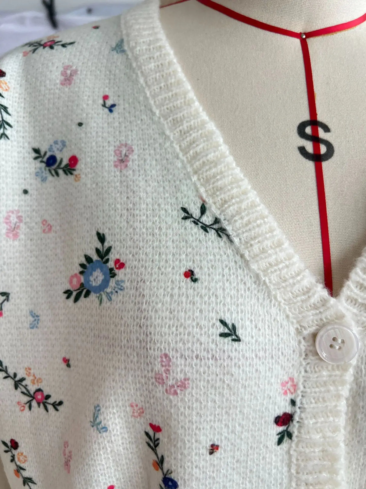 Womens' Elegant Knitted Print Cardigan Casual V Neck Floral Print Long Sleeve Coat Loose Front Sweater Autumn Winter Streetwear