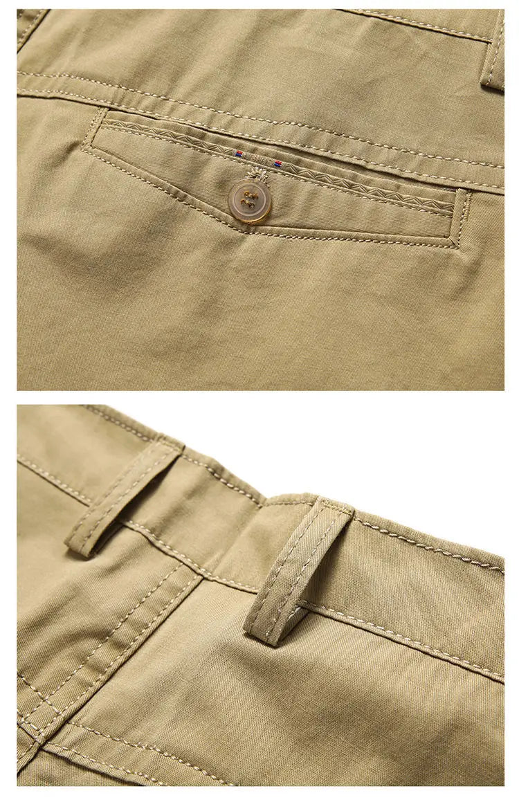 Classic Cotton Board Shorts Knee Length Comfortable Bermuda Shorts Outdoor Beach Shorts Black Khaki